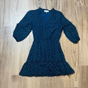 Caballero V-neck‎ 3/4 Sleeve Mini Teal Dress